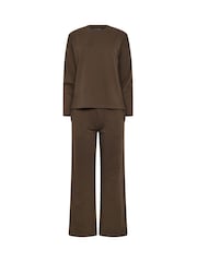 PixieGirl Petite Brown Sweat Jersey Top & Joggers Set - Image 5 of 6