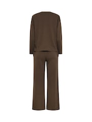 PixieGirl Petite Brown Sweat Jersey Top & Joggers Set - Image 6 of 6
