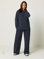 PixieGirl Petite Blue Sweat Jersey Top & Joggers Set - Image 1 of 6