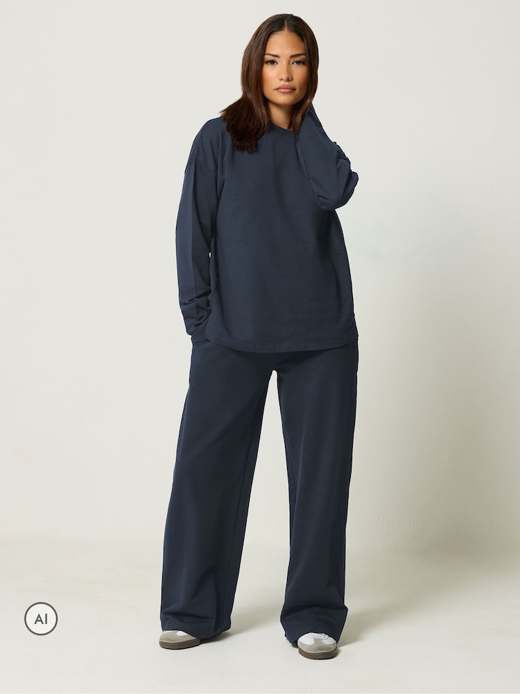PixieGirl Petite Blue Sweat Jersey Top & Joggers Set - Image 1 of 6 PixieGirl Petite Blue Sweat Jersey Top & Joggers Set - Image 1 of 6