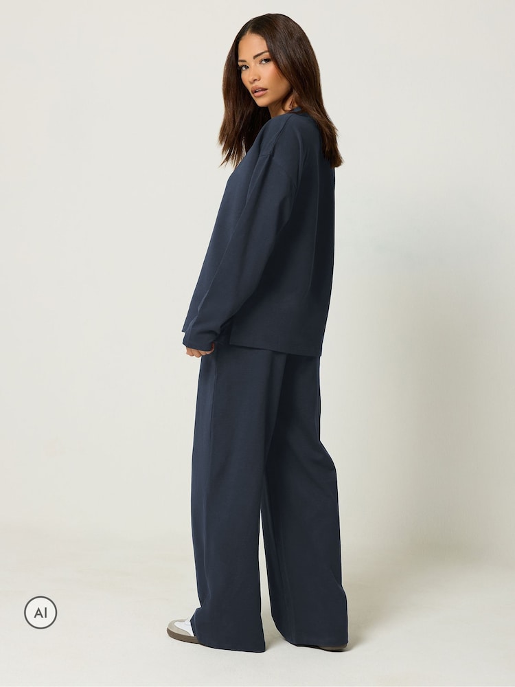 PixieGirl Petite Blue Sweat Jersey Top & Joggers Set - Image 2 of 6 PixieGirl Petite Blue Sweat Jersey Top & Joggers Set - Image 2 of 6