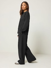 PixieGirl Petite Black Sweat Jersey Top & Joggers Set - Image 2 of 6