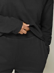 PixieGirl Petite Black Sweat Jersey Top & Joggers Set - Image 4 of 6