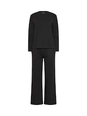 PixieGirl Petite Black Sweat Jersey Top & Joggers Set - Image 5 of 6