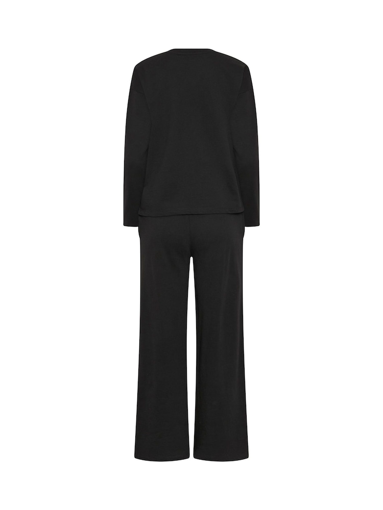 PixieGirl Petite Black Sweat Jersey Top & Joggers Set - Image 6 of 6