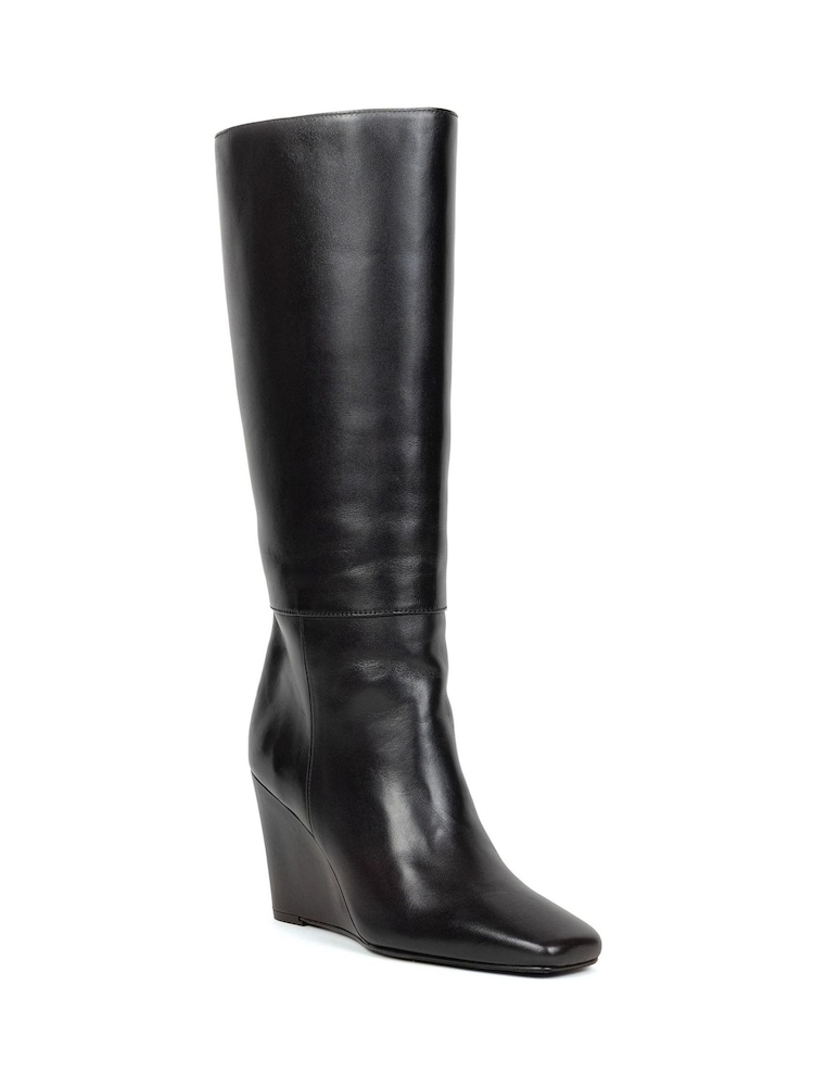 Bobbies Black Wedge Knee High Boots - Image 1 of 3 Bobbies Black Wedge Knee High Boots - Image 1 of 3