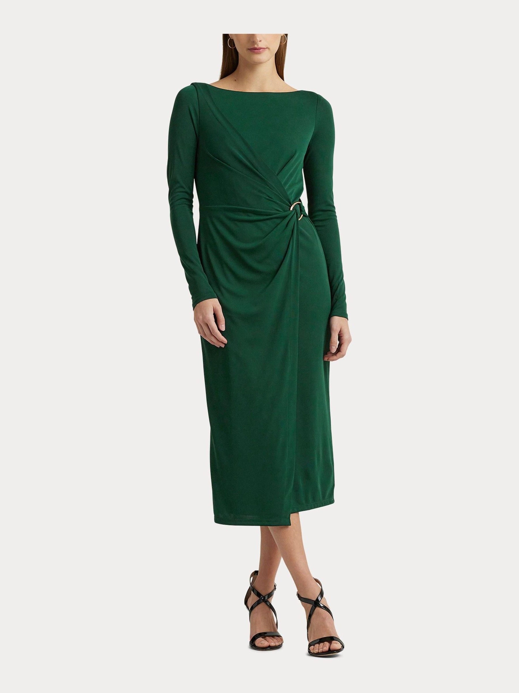 Buy Lauren Ralph Lauren Green Jersey Long Sleeve Cocktail Dress from Next Luxembourg