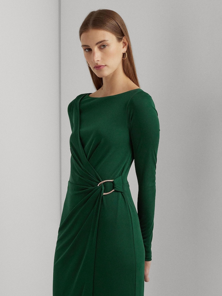 Buy Lauren Ralph Lauren Green Jersey Long Sleeve Cocktail Dress