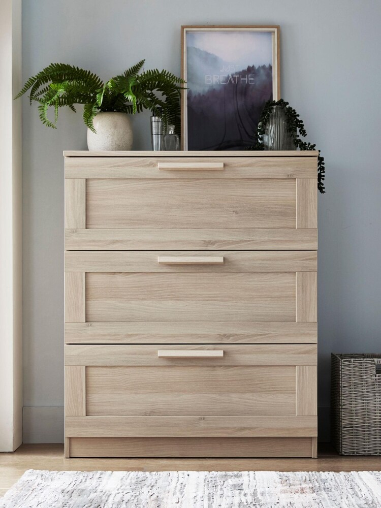 Oak Effect Flynn 3 Drawer Chest of Drawers - Image 1 of 7