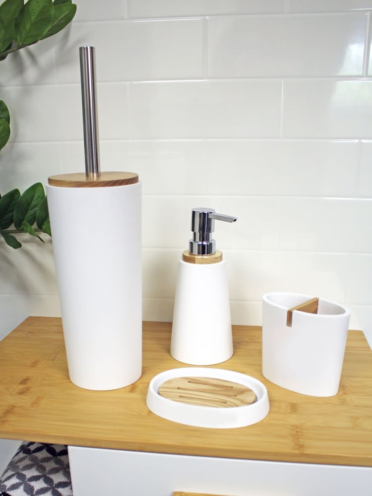 Showerdrape Set of 4 White Sonata Bathroom Accessory Set - Image 1 of 4