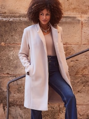 Sosandar Natural Funnel Neck Coat With Pockets - Image 1 of 6