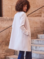 Sosandar Natural Funnel Neck Coat With Pockets - Image 5 of 6