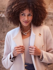 Sosandar Natural Funnel Neck Coat With Pockets - Image 6 of 6