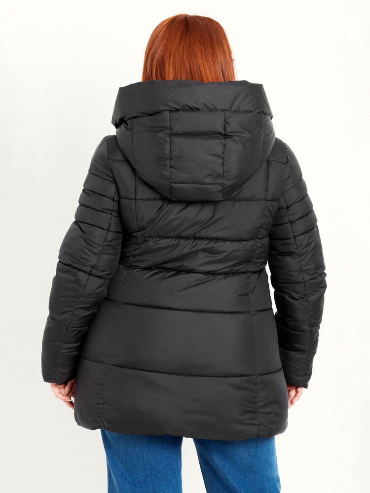 Evans Hooded Padded Black Coat - Image 2 of 9