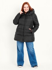 Evans Hooded Padded Black Coat - Image 4 of 9