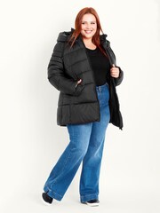 Evans Hooded Padded Black Coat - Image 5 of 9