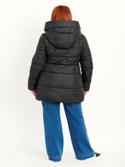 Evans Hooded Padded Black Coat - Image 6 of 9