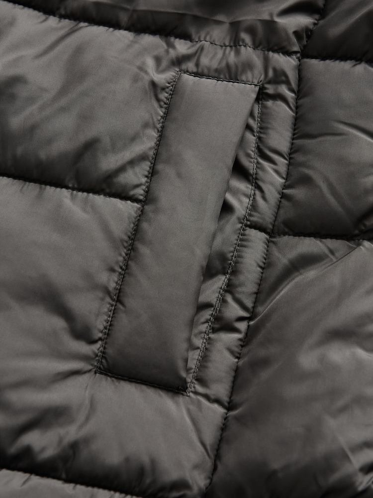 Evans Hooded Padded Black Coat - Image 9 of 9