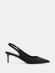 Long Tall Sally Black Slingback Kitten Heels - Image 1 of 4