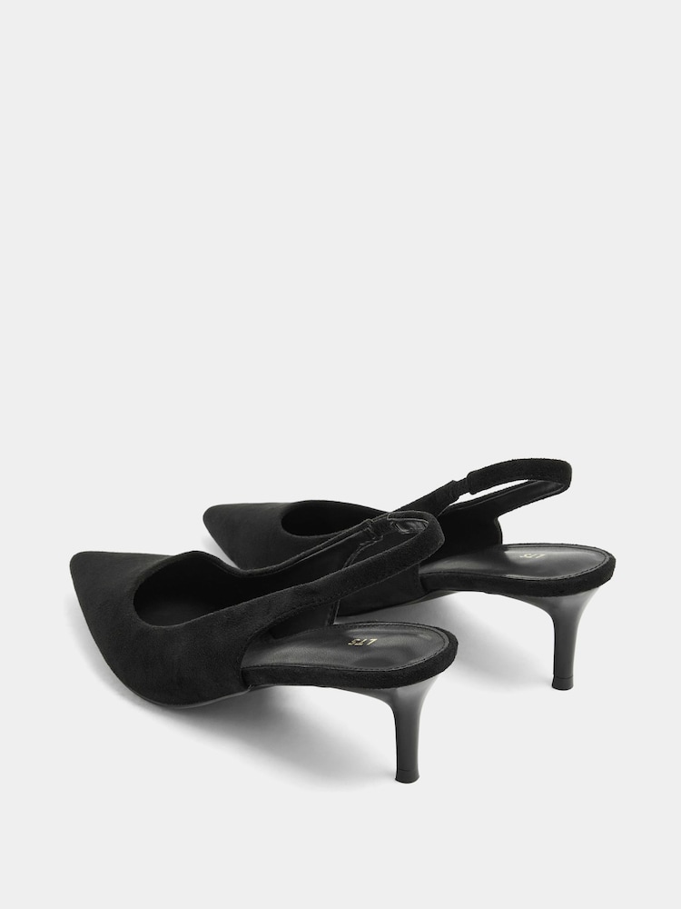 Long Tall Sally Black Slingback Kitten Heels - Image 2 of 4