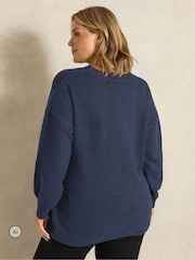 Evans Blue Sequin Embellished Christmas Tree Jumper - Image 3 of 6