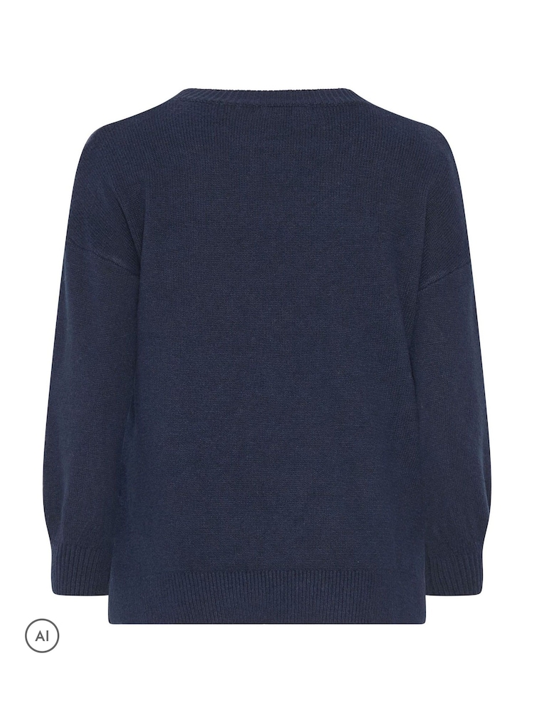 Evans Blue Sequin Embellished Christmas Tree Jumper - Image 6 of 6