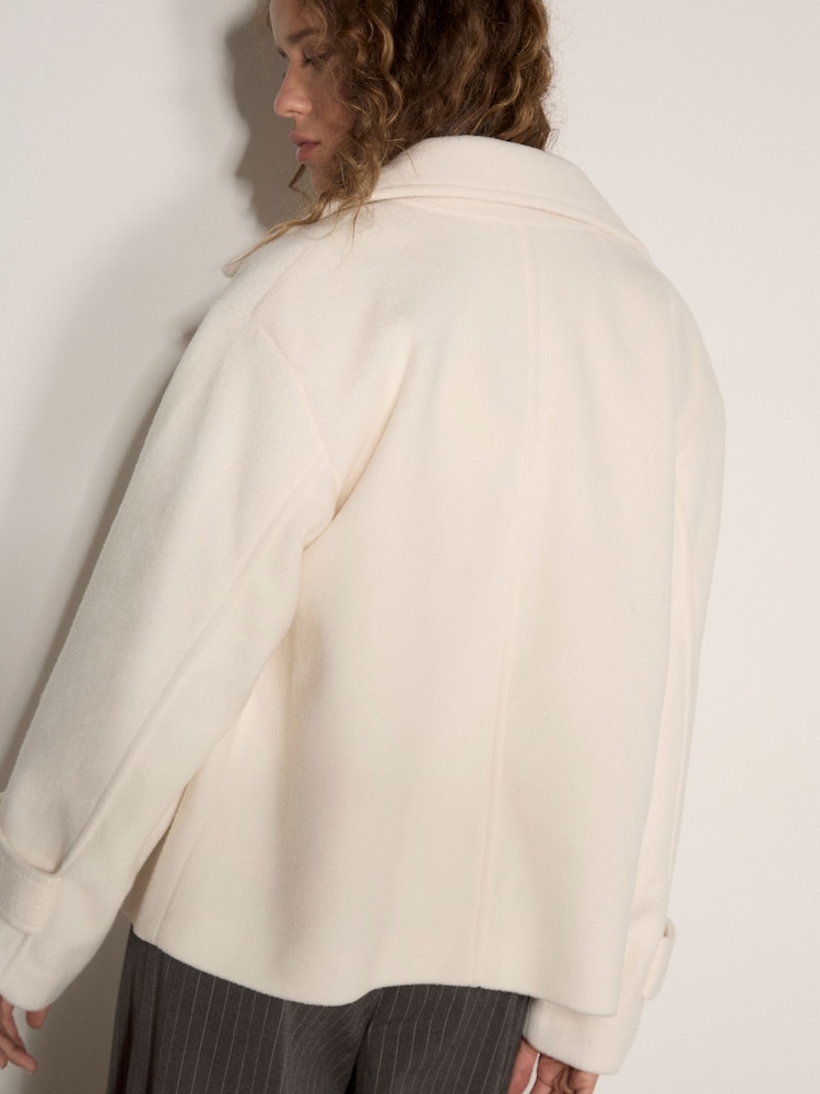 Apricot Cream Tailored Short Peacoat Jacket - Image 2 of 4 Apricot Cream Tailored Short Peacoat Jacket - Image 2 of 4