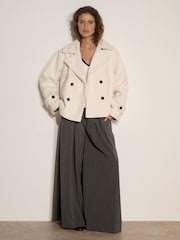 Apricot Cream Tailored Short Peacoat Jacket - Image 3 of 4