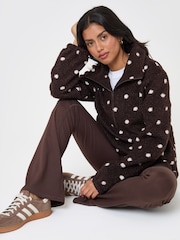 Threadbare Brown Polka Dot Quarter Zip Fleece Jumper - Image 6 of 6