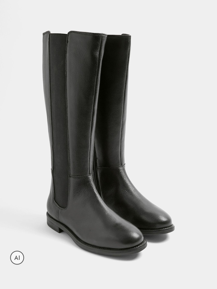 Evans Leather Knee High Riding Boots In Extra-Wide EEE Fit - صورة 1 من 4