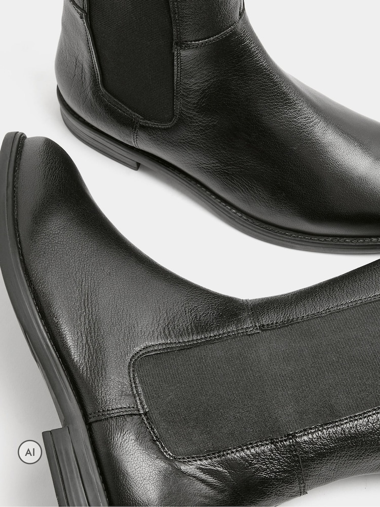 Evans Black Leather Knee High Riding Boots In Wide E Fit - Image 4 of 4 Evans Black Leather Knee High Riding Boots In Wide E Fit - Image 4 of 4