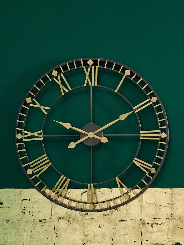 Pacific Bronze Antique Bronze Gold Metal Round Wall Clock - Image 1 of 2