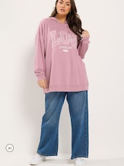Yours Curve Pink Los Angeles Applique Hoodie - Image 2 of 6