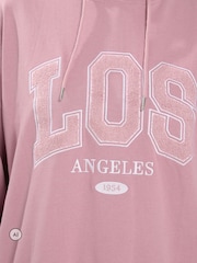 Yours Curve Pink Los Angeles Applique Hoodie - Image 4 of 6