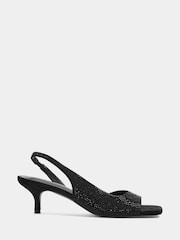 Long Tall Sally Black Diamante Asymmetric Kitten Heels - Image 2 of 5