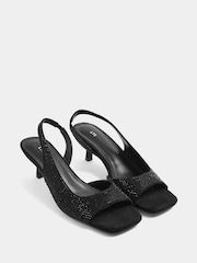 Long Tall Sally Black Diamante Asymmetric Kitten Heels - Image 4 of 5