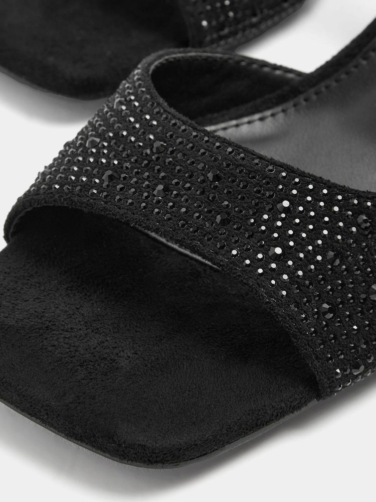 Long Tall Sally Black Diamante Asymmetric Kitten Heels - Image 5 of 5