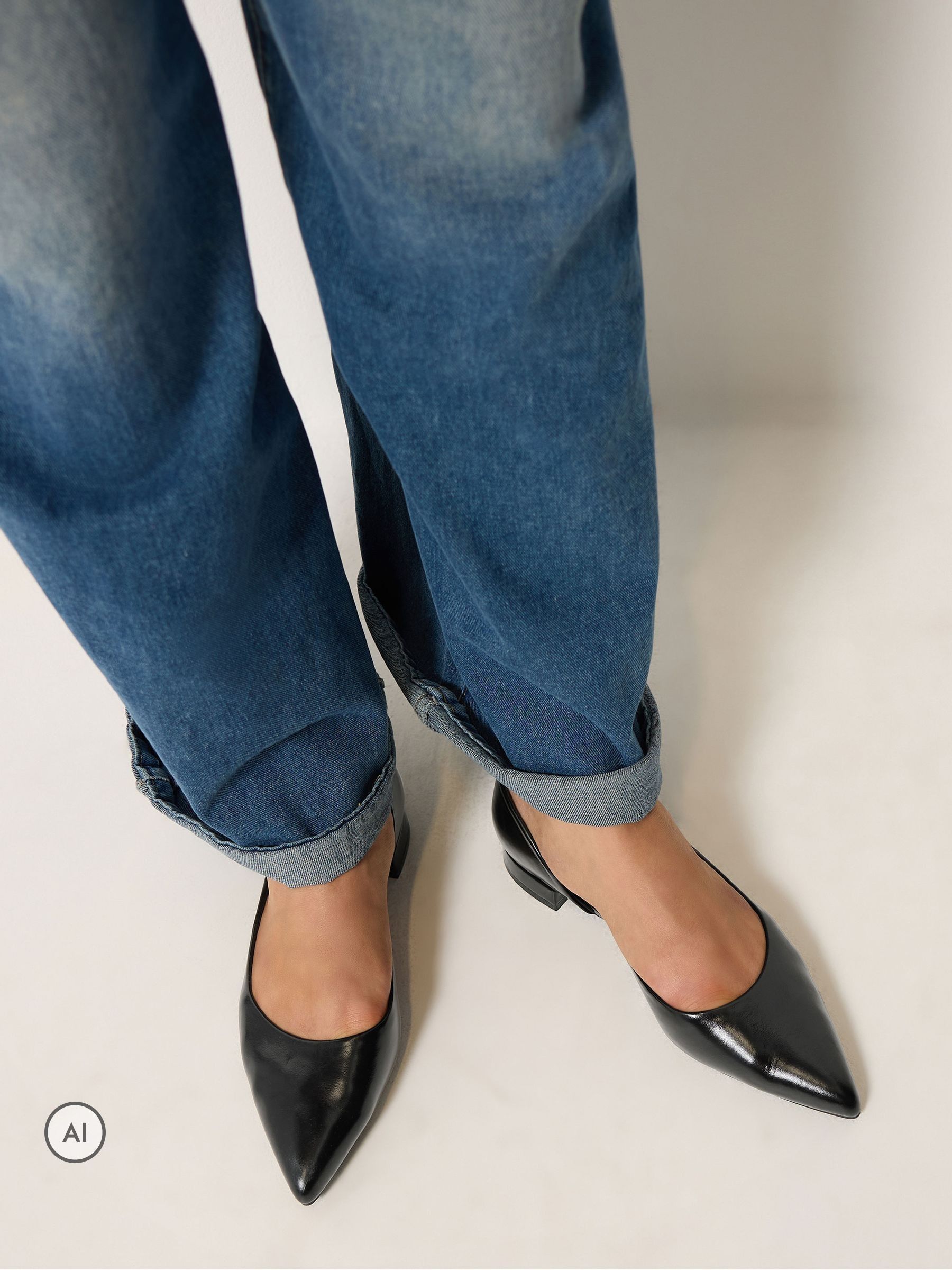 Long Tall Sally Women's Pointed Ballerina Pumps In Standard Fit in Black | Size: 11 - Image 2