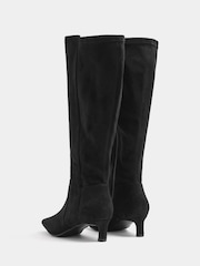 Long Tall Sally Black Kitten Heel Knee High Boots In Standard Fit - Image 4 of 5