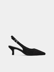 Evans Black Suede Slingback Kitten Heels In Extra-Wide EEE Fit - Image 2 of 4