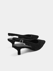 Evans Black Suede Slingback Kitten Heels In Extra-Wide EEE Fit - Image 3 of 4