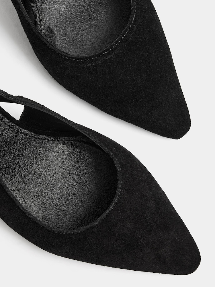 Evans Black Suede Slingback Kitten Heels In Extra-Wide EEE Fit - Image 4 of 4