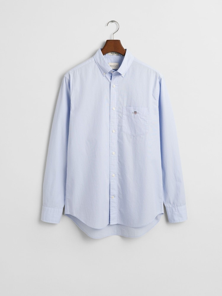 GANT Light Blue Regular Fit Poplin 100% Cotton Shirt - Image 4 of 4