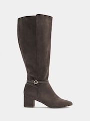 Long Tall Sally Brown Buckle Detail Knee High Boots In Standard Fit - Image 3 of 5