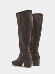 Long Tall Sally Brown Buckle Detail Knee High Boots In Standard Fit - Image 4 of 5