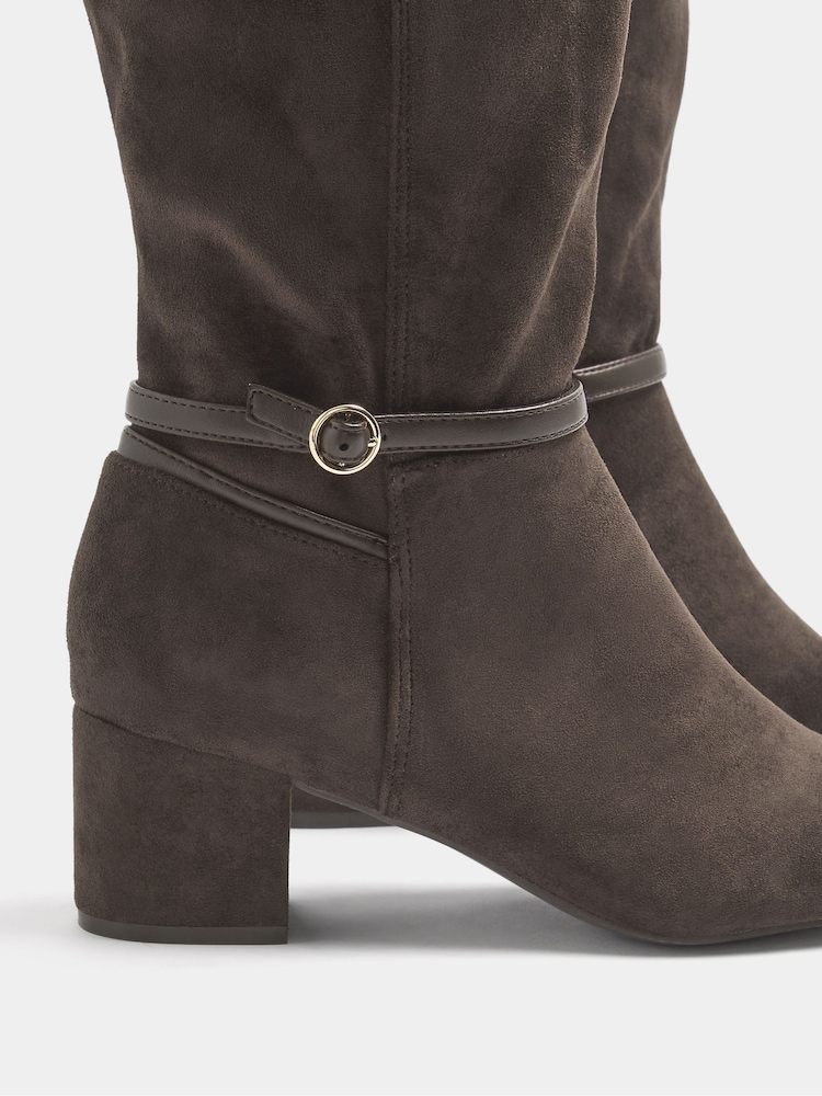 Long Tall Sally Brown Buckle Detail Knee High Boots In Standard Fit - Image 5 of 5 Long Tall Sally Brown Buckle Detail Knee High Boots In Standard Fit - Image 5 of 5