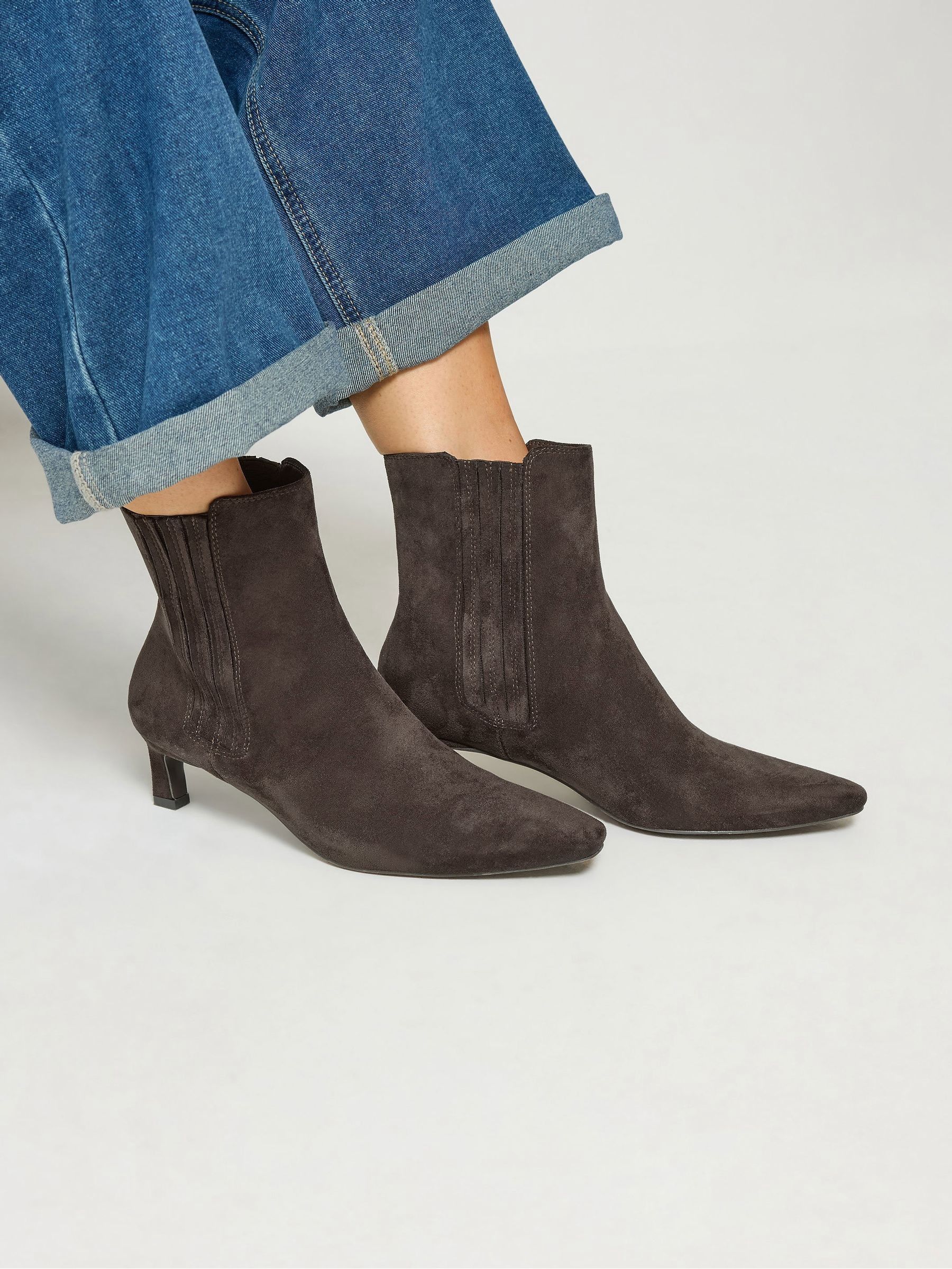 Lts Women's Brown Kitten Heel Chelsea Boots In Standard Fit Size Standard 12 - Image 2