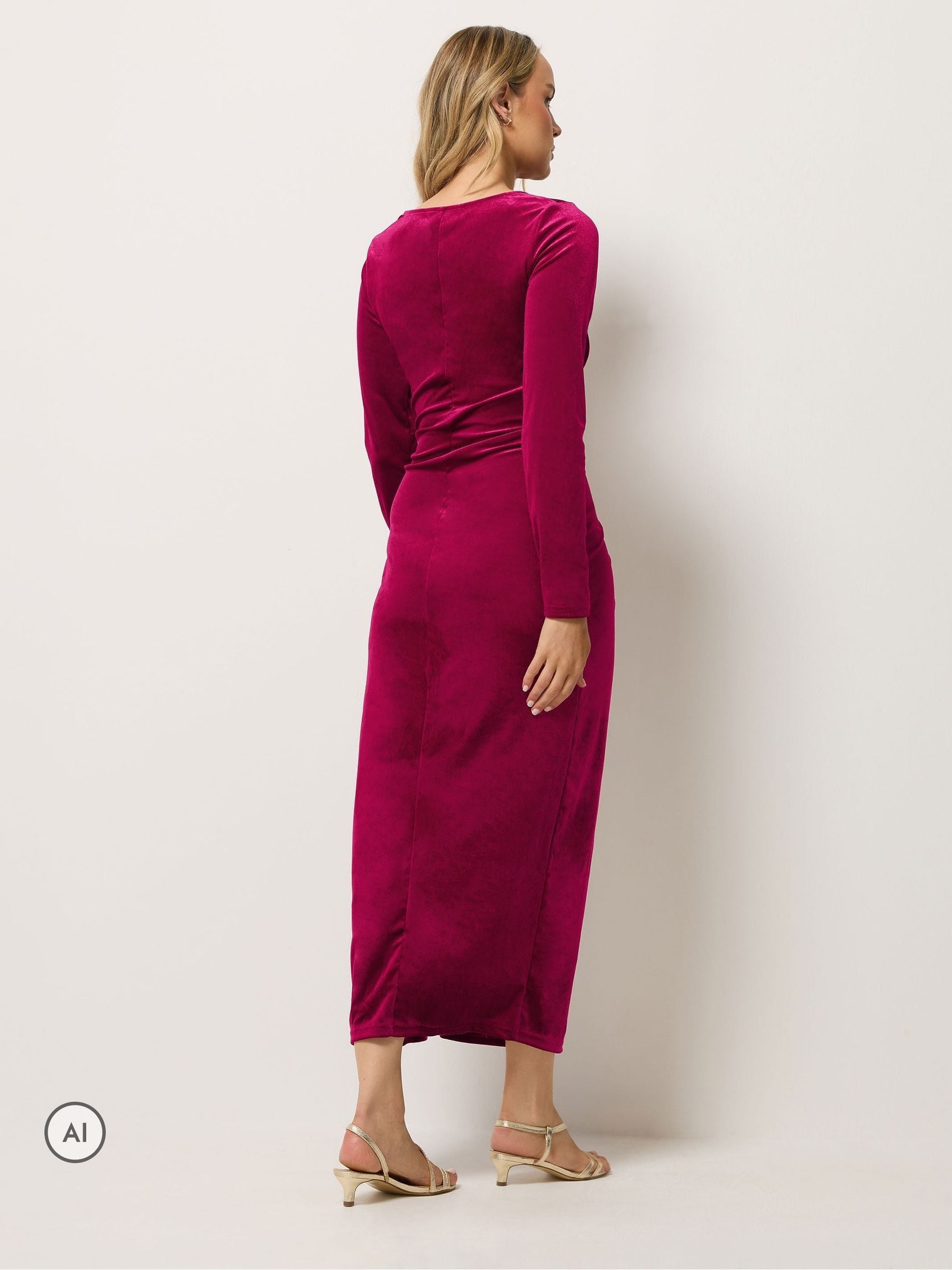 Buy Long Tall Sally Pink Twist Front Velvet Maxi Dress from Next USA
