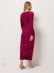 Long Tall Sally Pink Twist Front Velvet Maxi Dress - Image 3 of 6