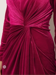 Long Tall Sally Pink Twist Front Velvet Maxi Dress - Image 4 of 6